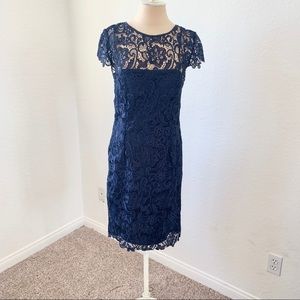 Patra Navy Blue Lace Cocktail Dress